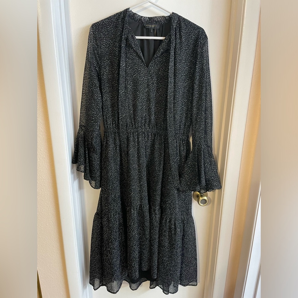 Donna Karen long sleeve polka dot midi dress new without tags size 8